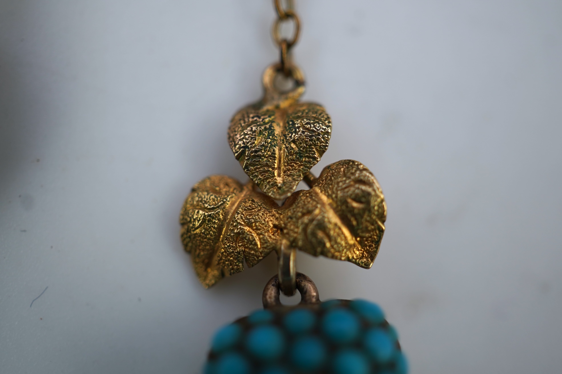 A pair of turquoise locket earrings, mid 19th century and later